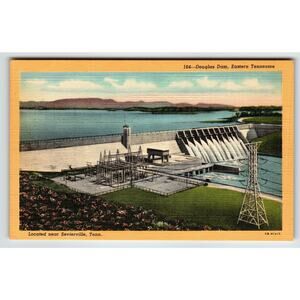 Douglas Dam Eastern Tennessee Postcard Linen Unposted Sevierville Curt Teich